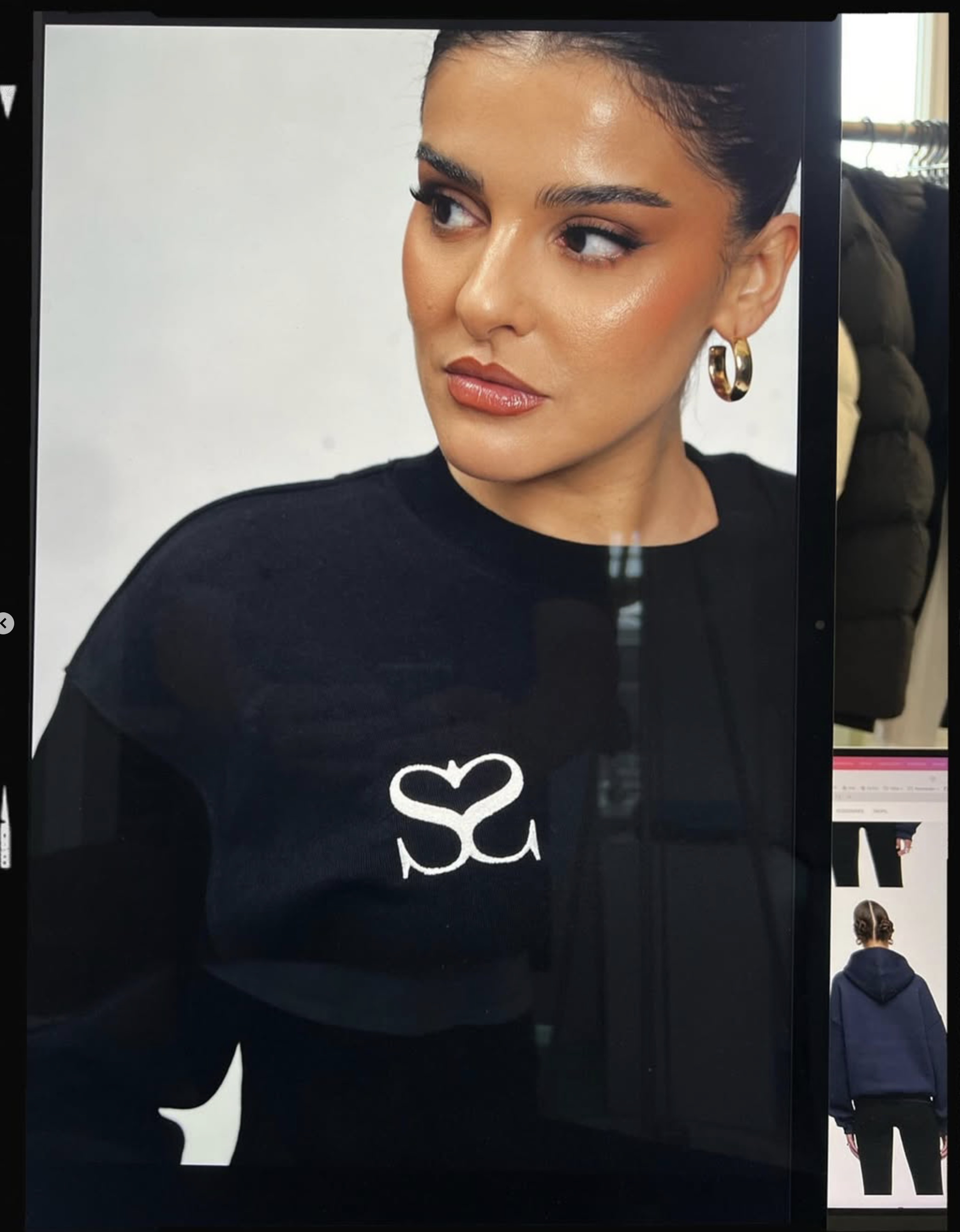 Fashionporträt in schwarzem Sweatshirt